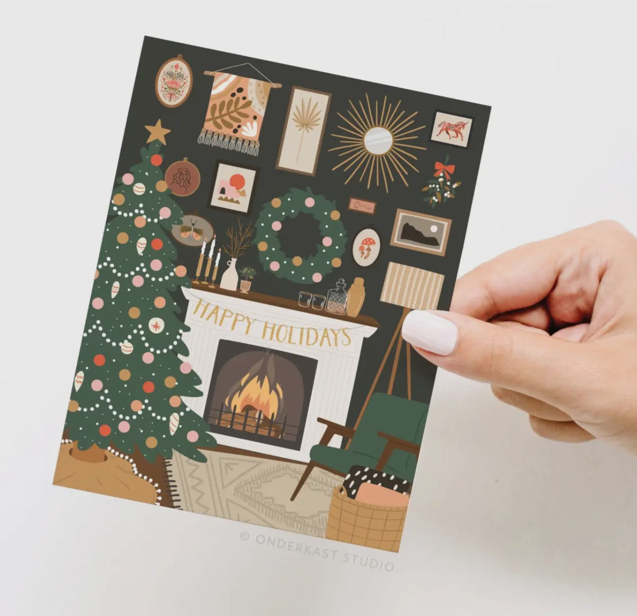 Card: Happy Holidays Cozy Fireplace