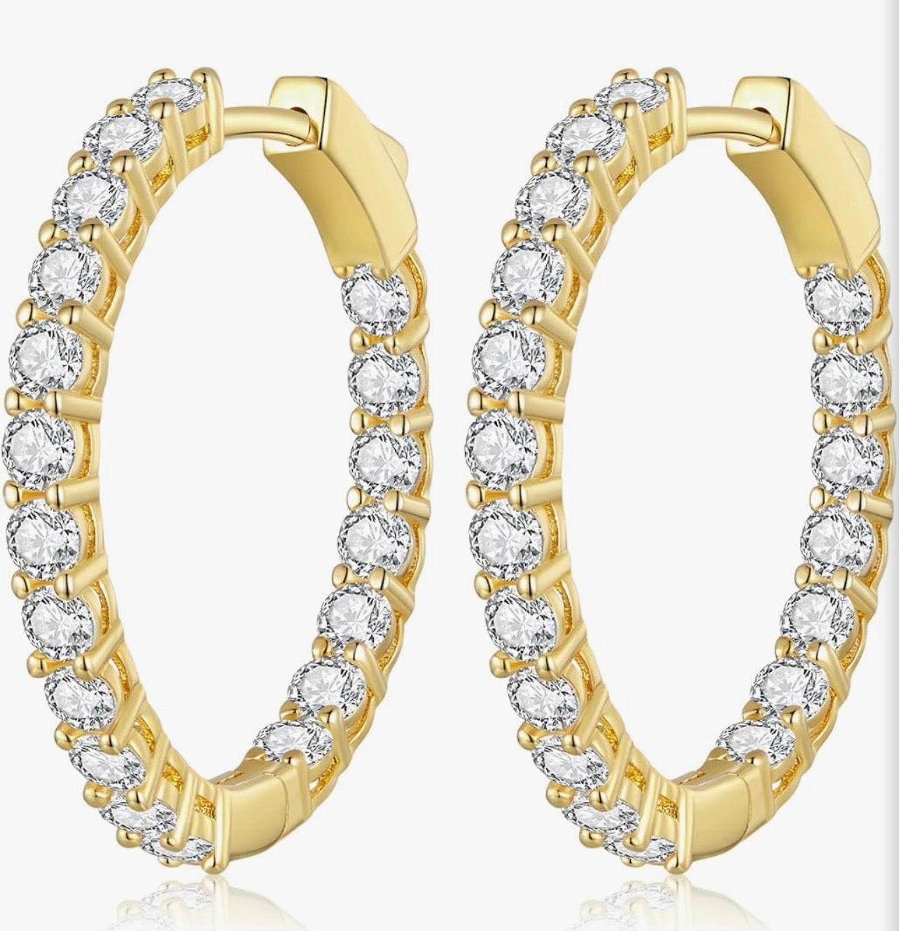 Gold Diamond 20mm Hoop Earrings