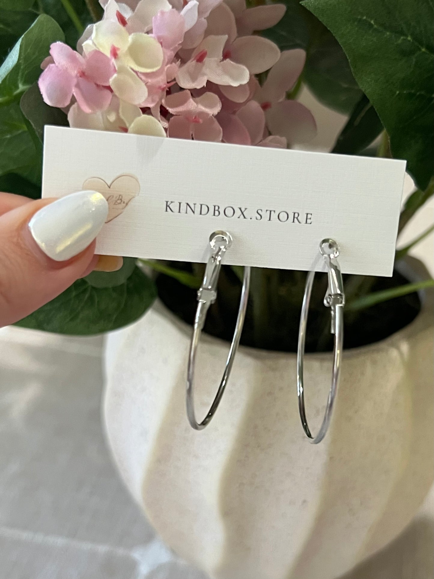 Earrings: Silver Large Thin Hoops