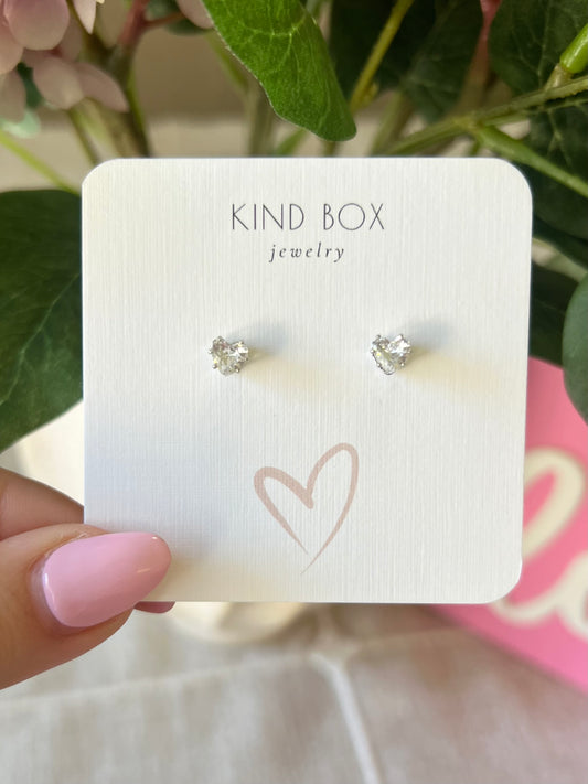 Earrings: Silver Diamond Hearts