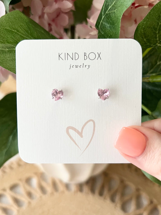 Earrings: Pink Diamond Hearts (twist back)