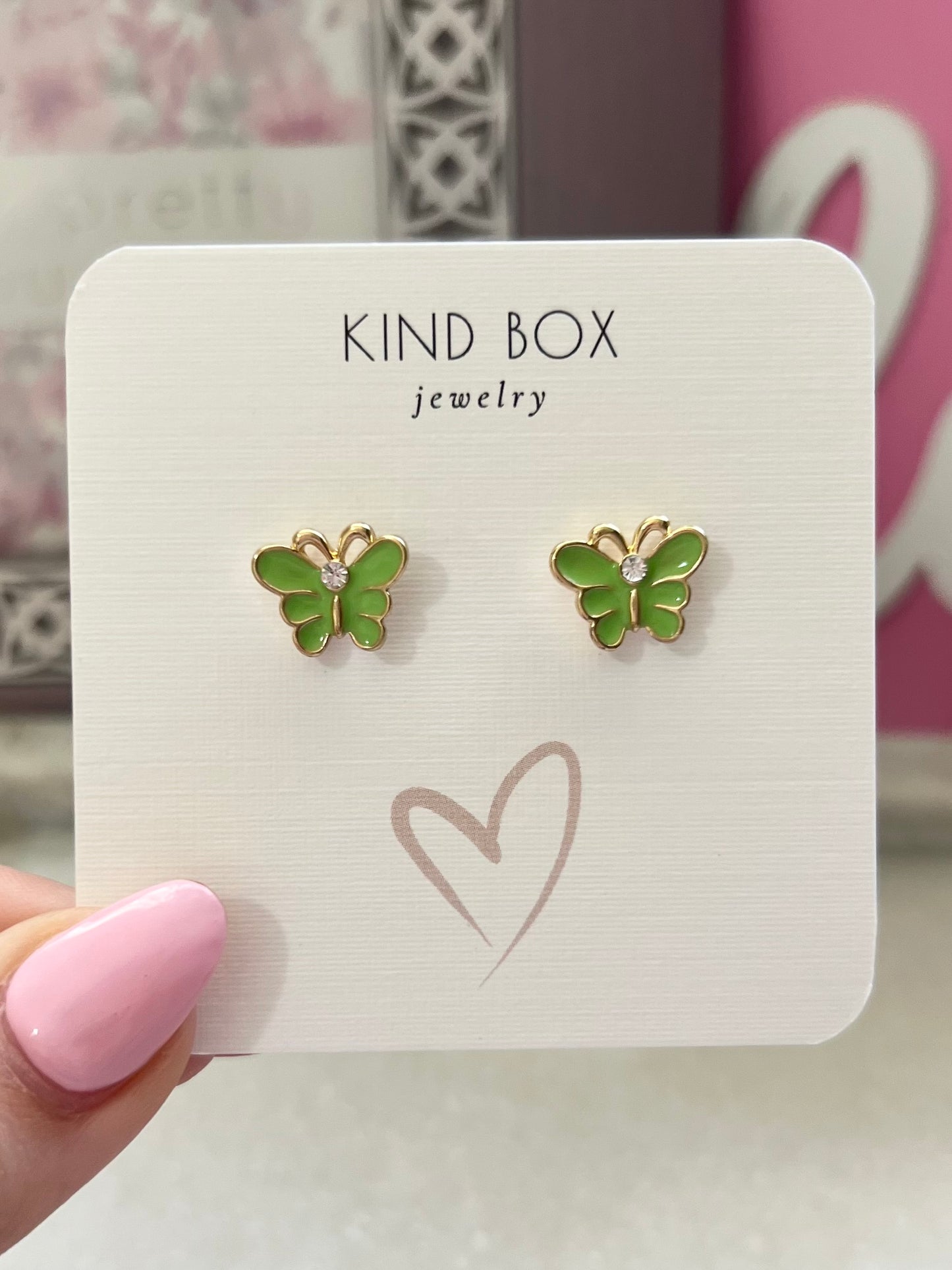 Earrings: Lime Green Butterflies