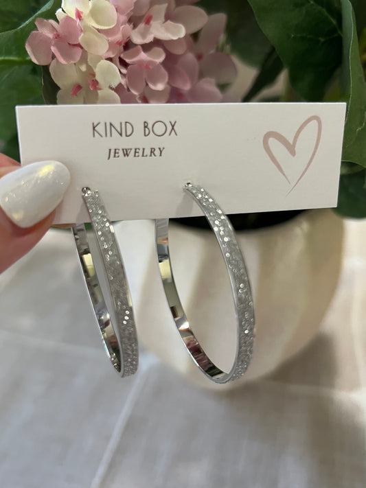 Earrings: Silver Glitter Hoops