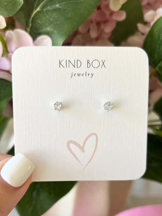 Earrings: Silver Plated Diamond Studs