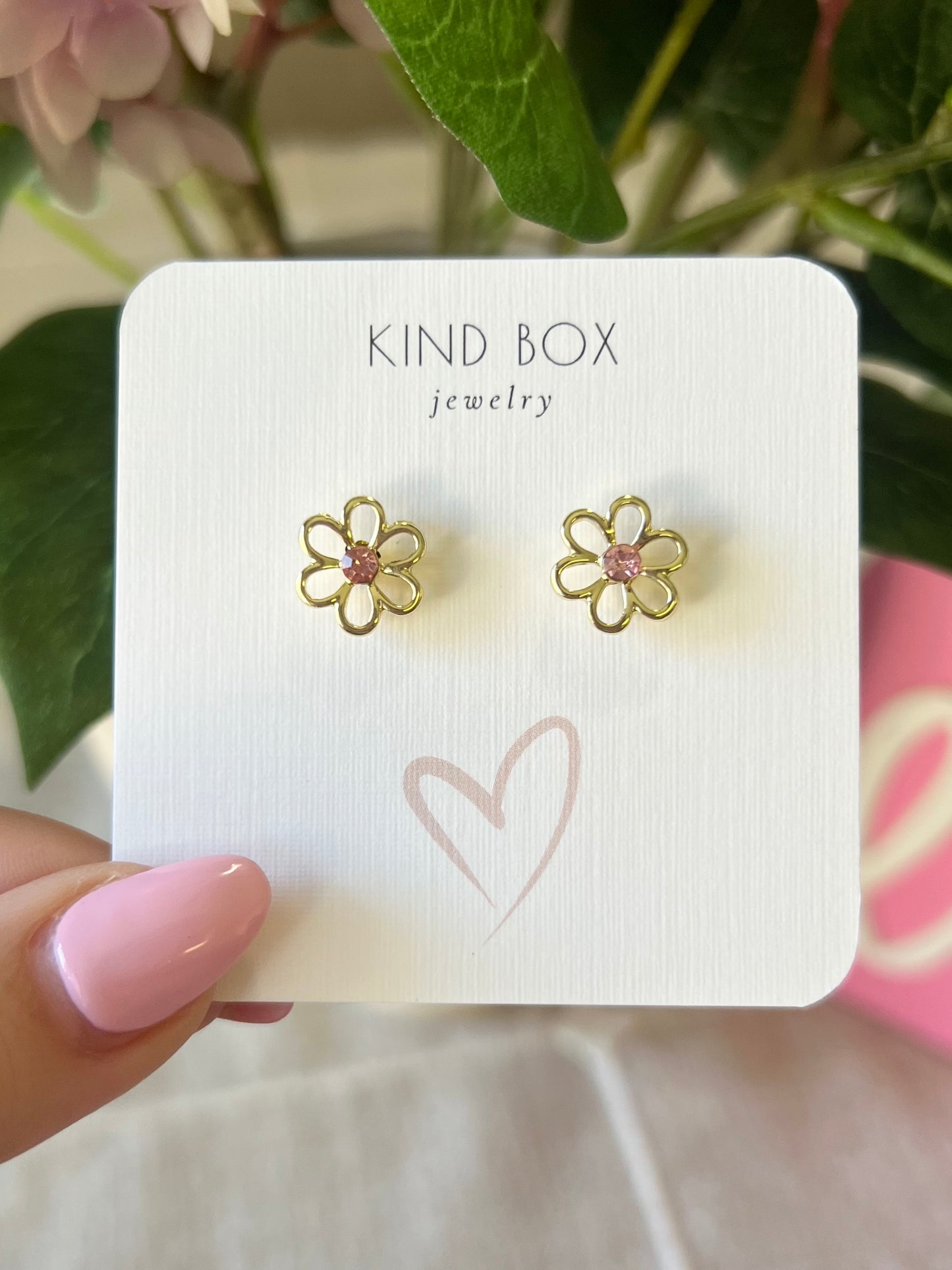 Earrings: Pink and Gold Flower