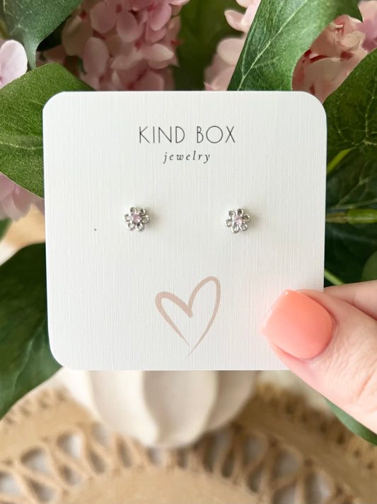 Earrings: Pink Diamond Flowers (twist back)