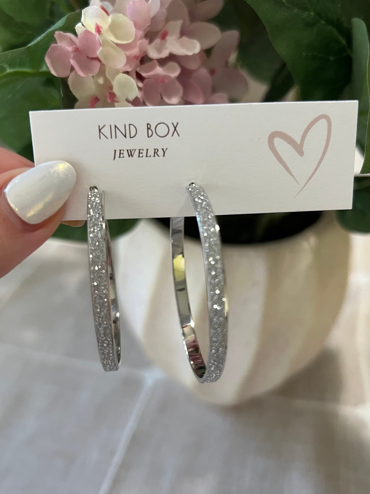 Earrings: Silver Glitter Hoops