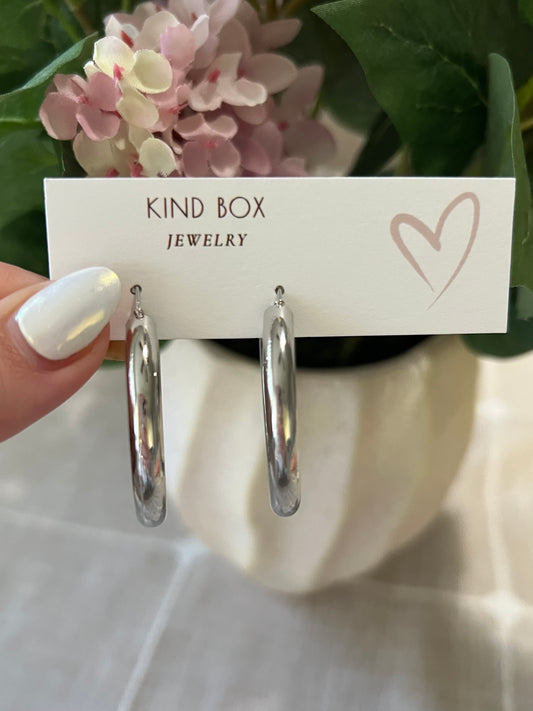 Earrings: Silver Small Chunky Hoops