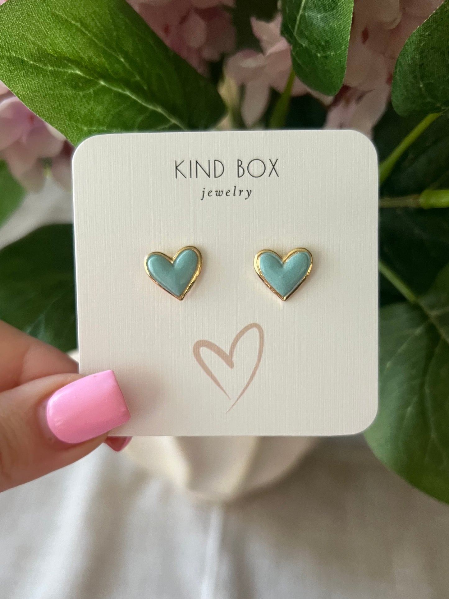Light Blue Heart Stud Earrings