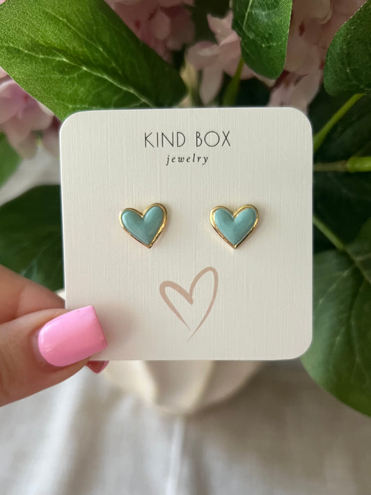 Light Blue Heart Stud Earrings