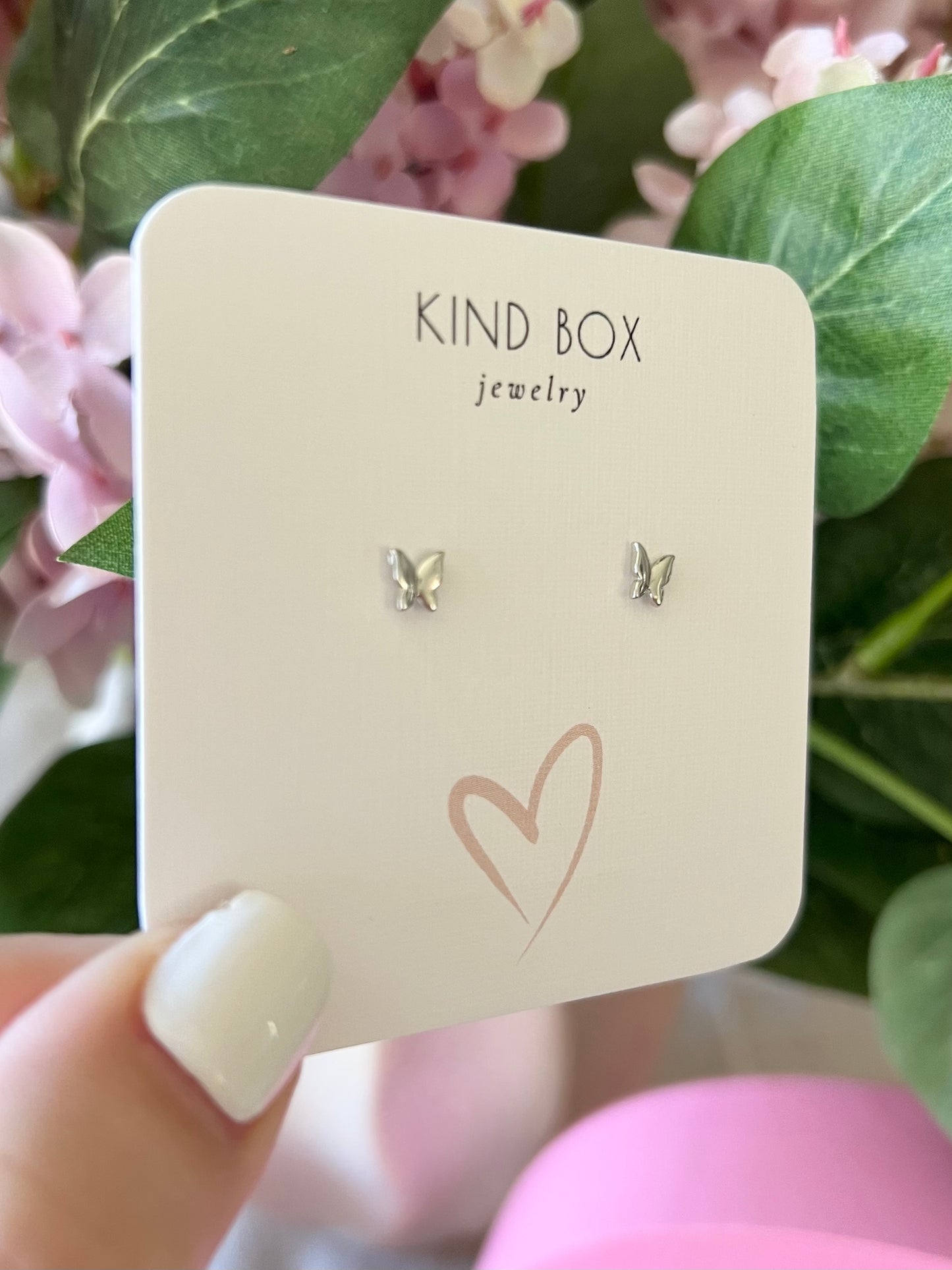 Earrings: Silver Plated Mini Butterfly Studs