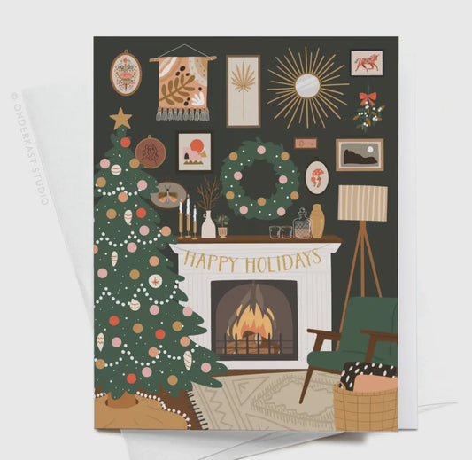 Card: Happy Holidays Cozy Fireplace