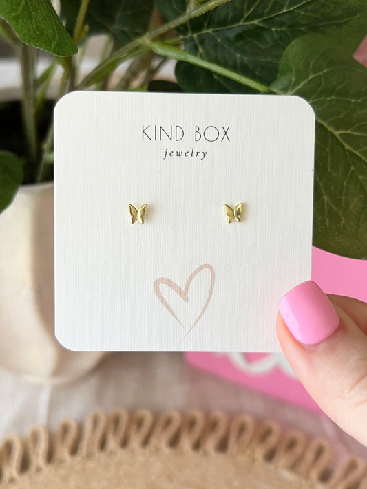Earrings: Pure Gold Butterfly (14k gold plated)