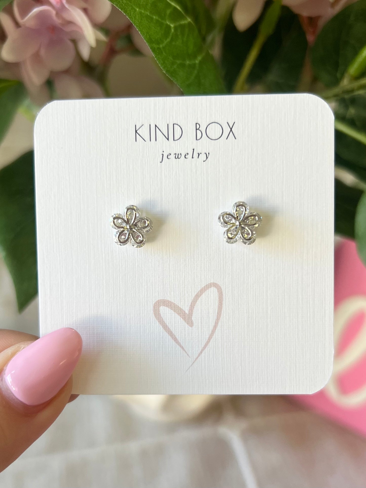 Earrings: Silver Diamond Flower