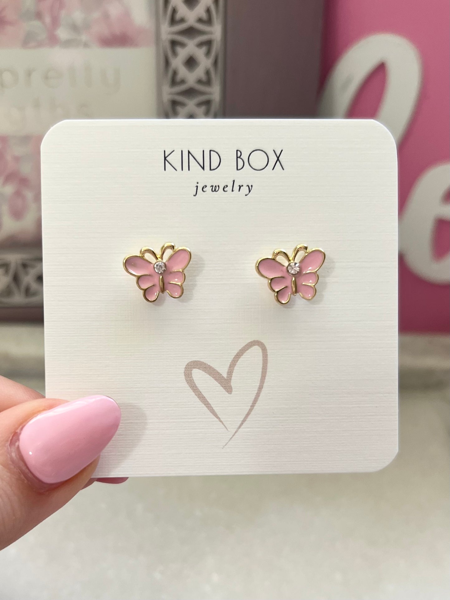 Earrings: Pink Butterflies