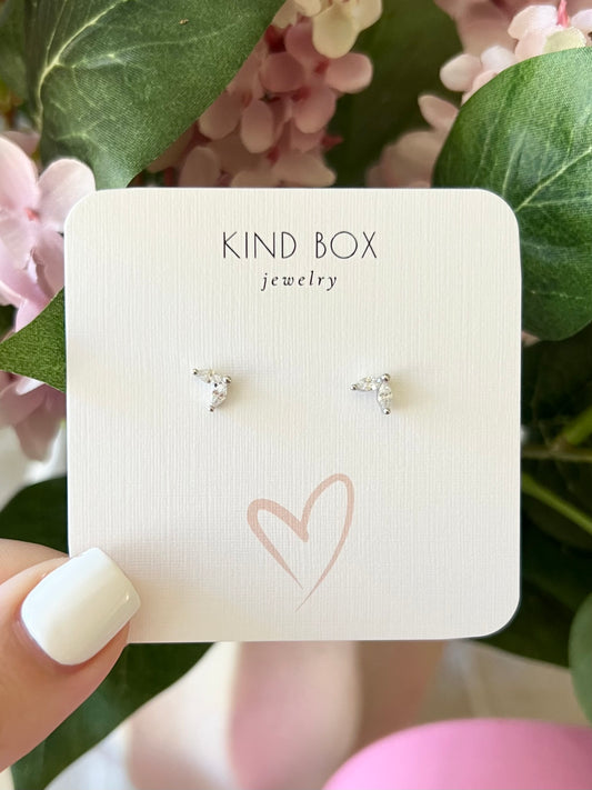 Earrings: Silver Plated Mermaid Tail Diamond Studs