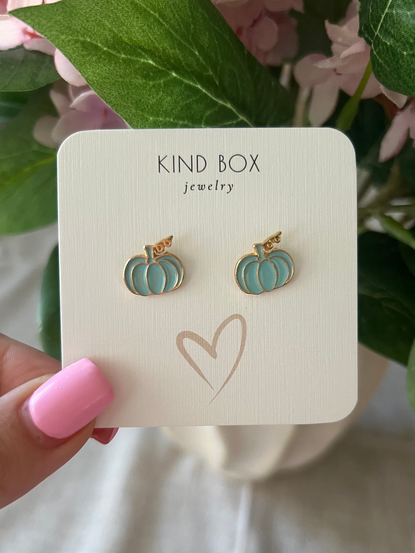 Blue Pumpkin Stud Earrings