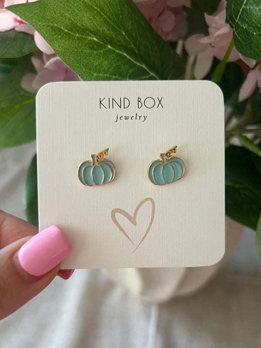 Blue Pumpkin Stud Earrings