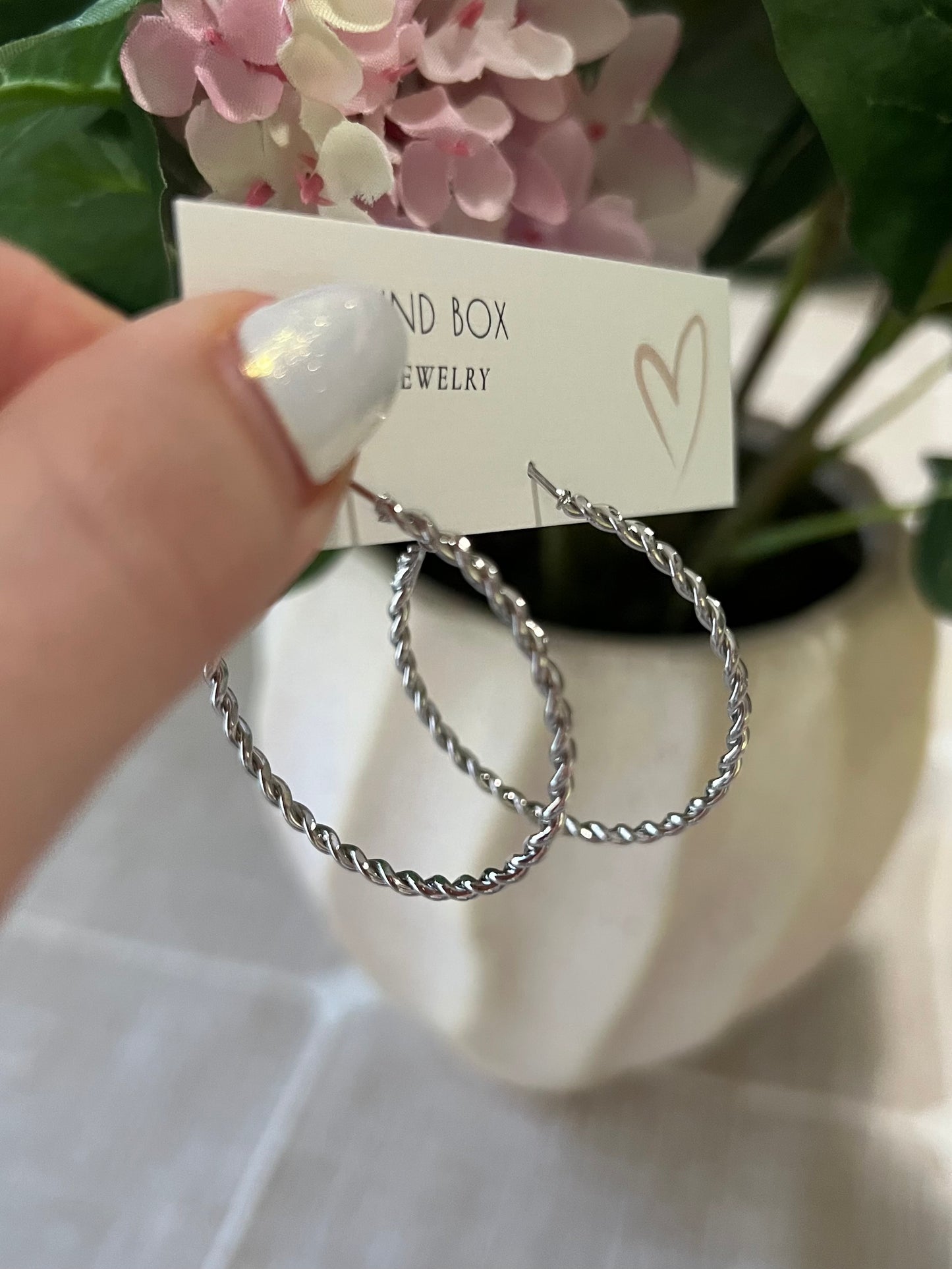 Earrings: Silver Twist Hoops