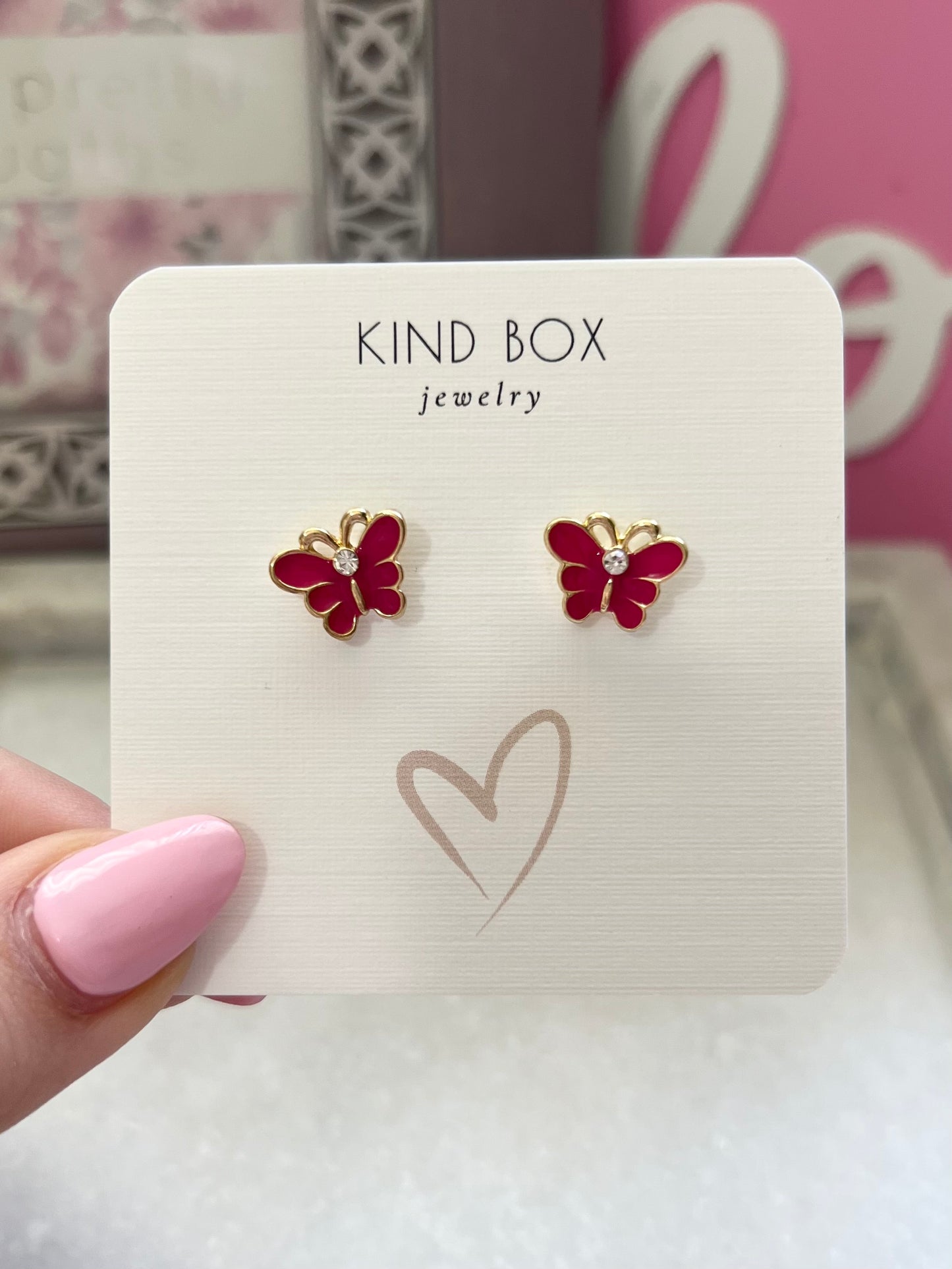 Earrings: Hot Pink Butterflies
