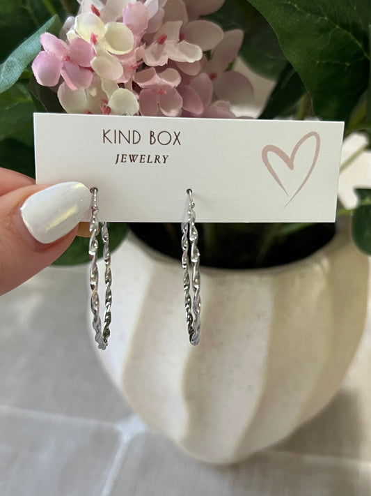 Earrings: Silver Twisted Hoops