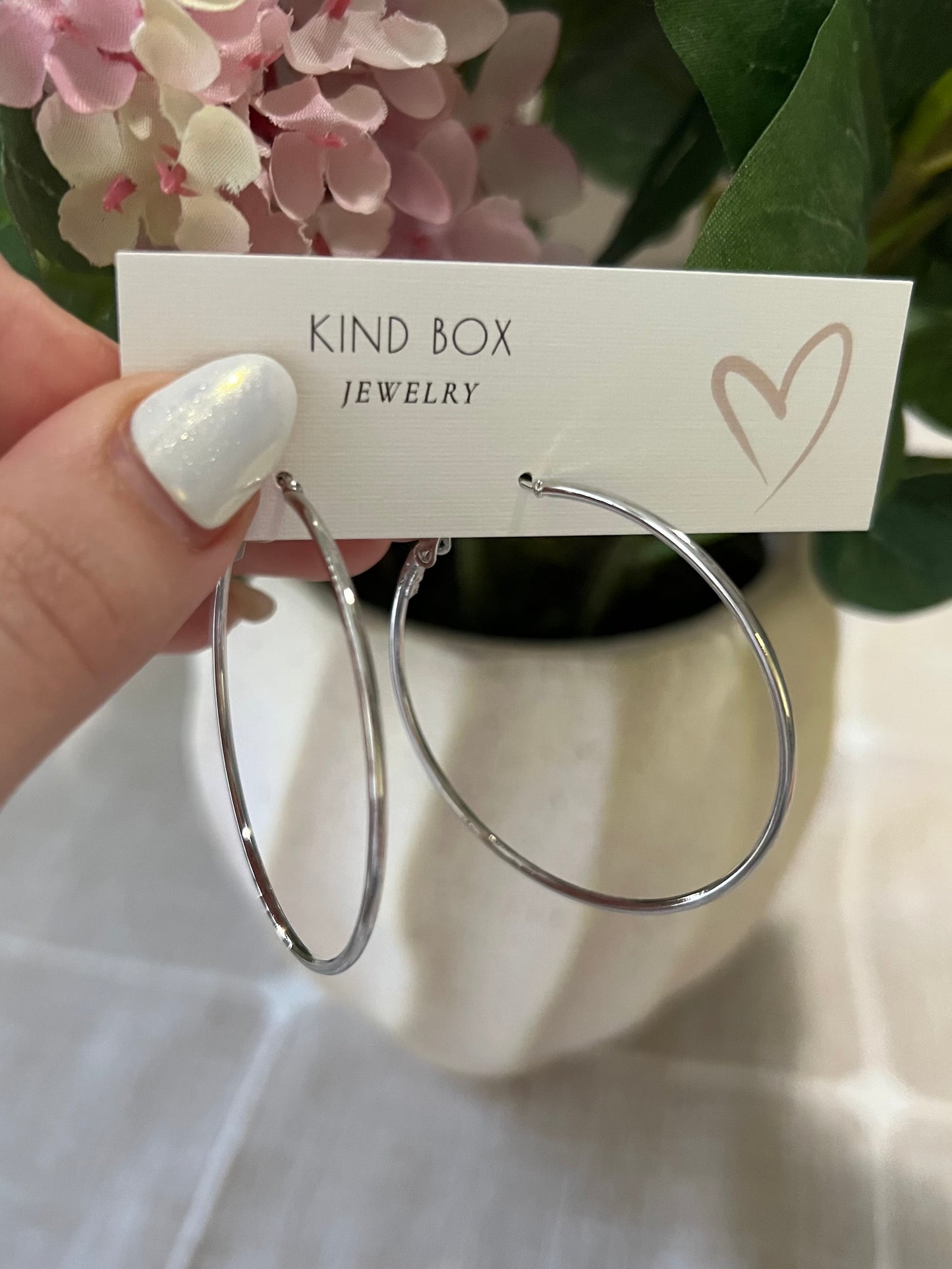 Earrings: Silver Large Thin Hoops