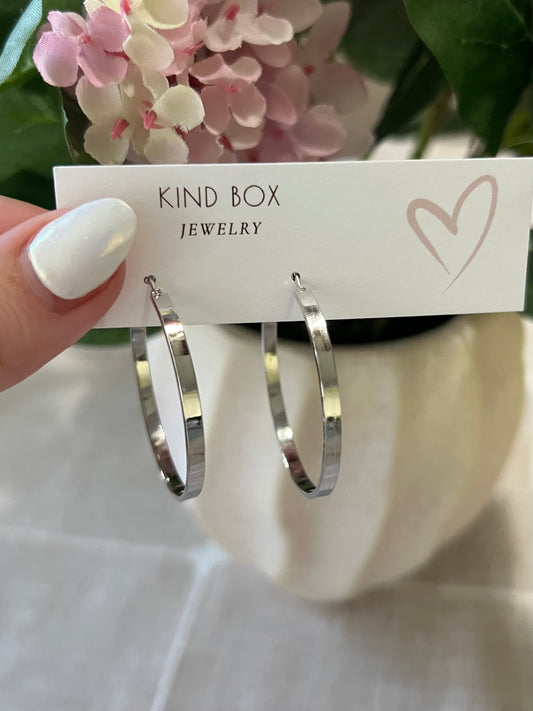 Earrings: Silver Small Flat Hoops