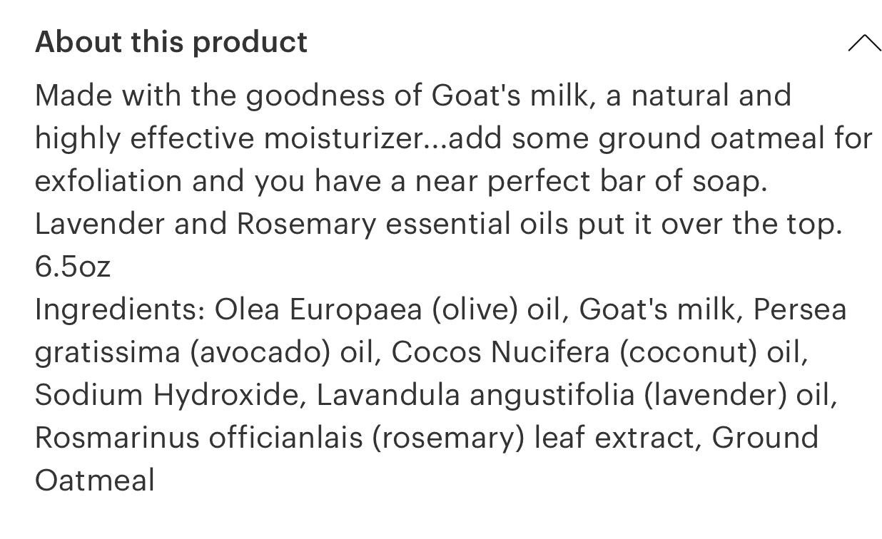 Hand Crafted Soap: Goats Milk Oatmeal