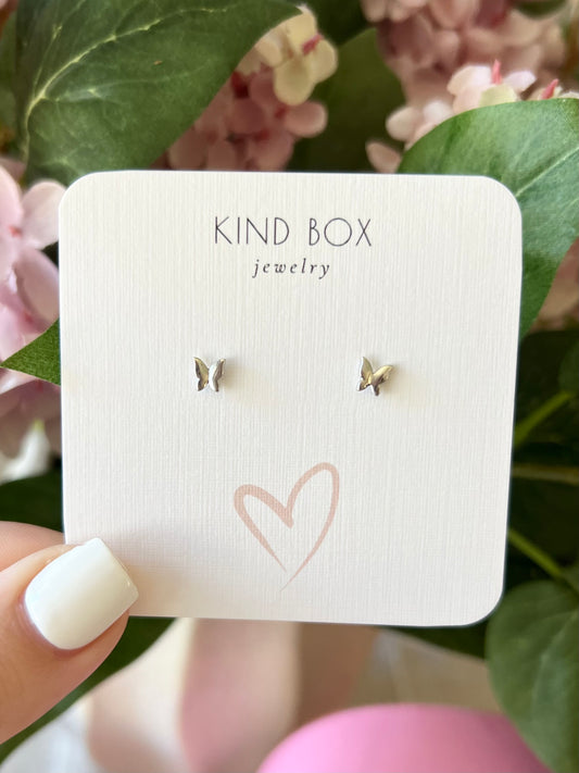 Earrings: Silver Plated Mini Butterfly Studs
