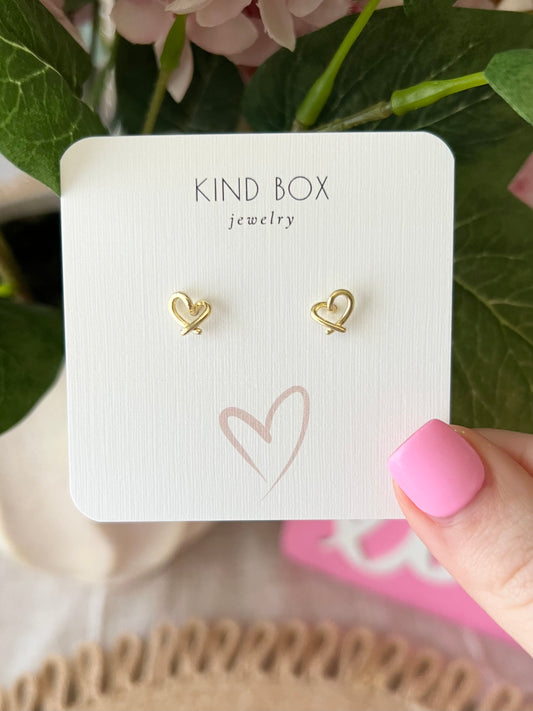 Earrings: Wire Hearts (14k gold plated)