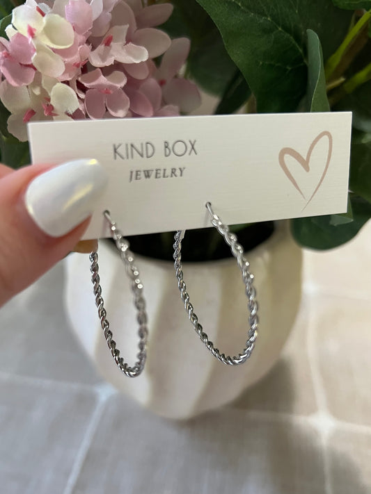 Earrings: Silver Twist Hoops