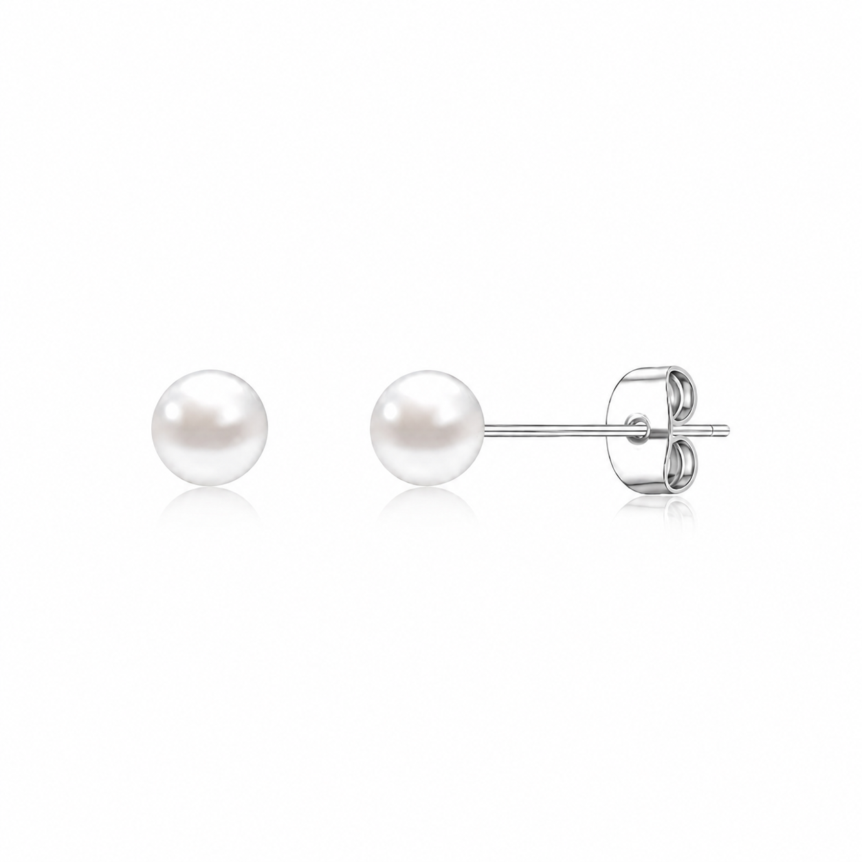 Silver Plated Pearl Stud Earrings