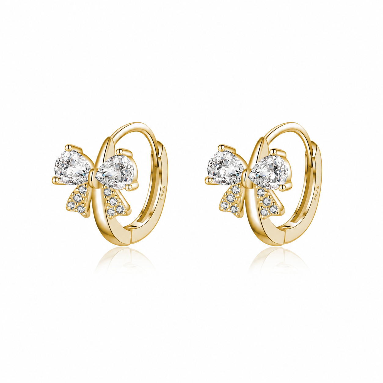 Earrings: Gold Sterling Silver Bow Hoops